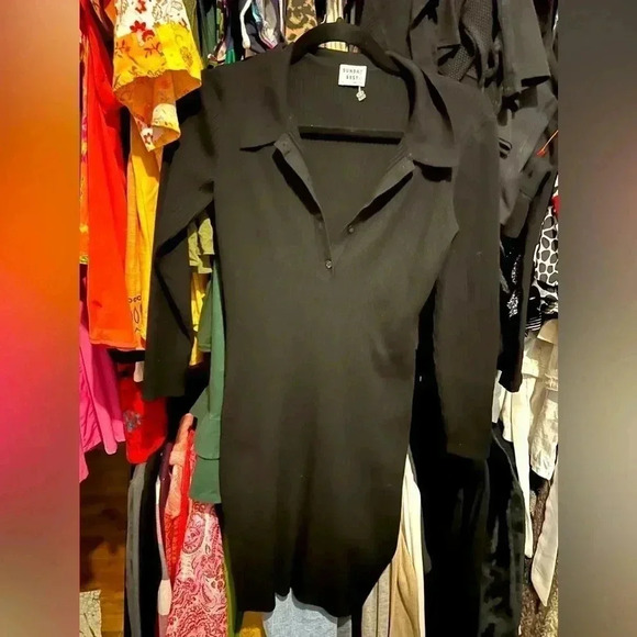 Sunday Best Dresses & Skirts - NWOT Aritzia Sunday Best Black Henley Long Sleeve Ribbed Dress